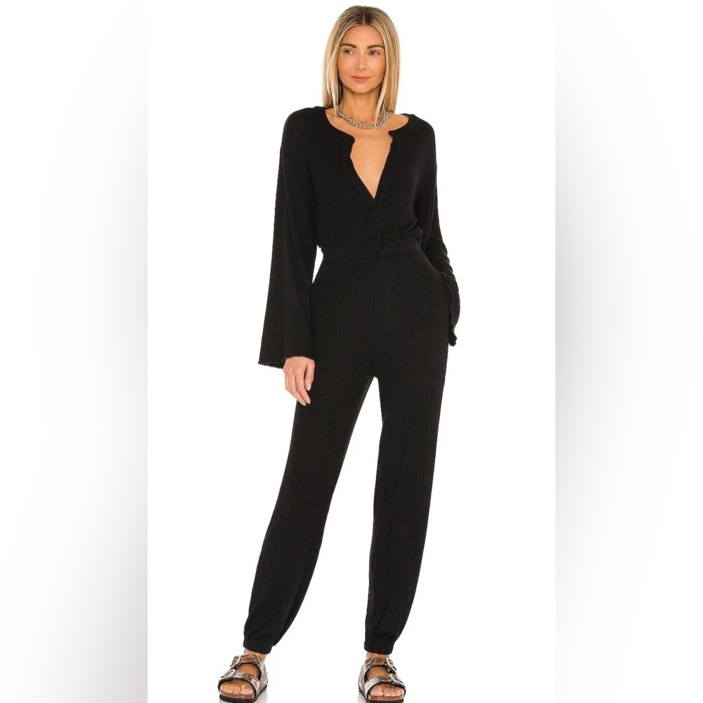 Lovers and Friends Norah Jumpsuit Ribbed Black Modal Blend - Size XS